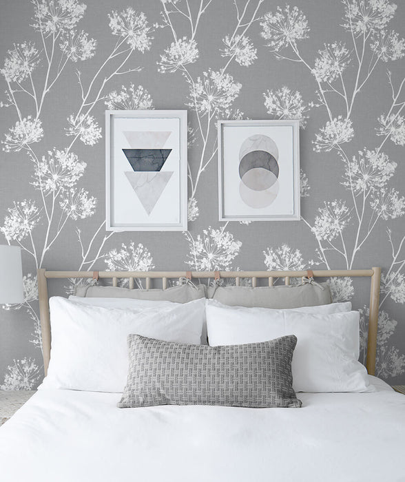 NextWall One O''clocks Cove Gray Wallpaper Sample NW36008