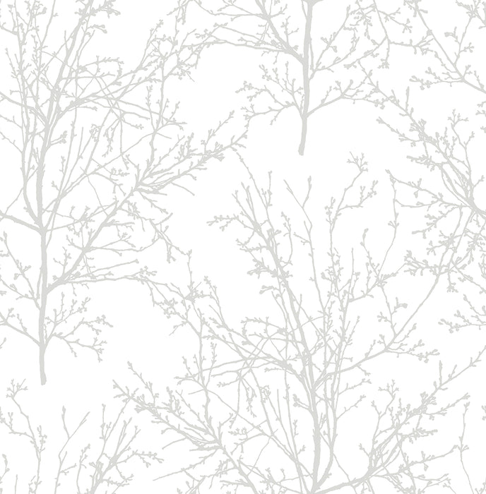 NextWall Tree Branches Pearl Gray Wallpaper Sample NW36118