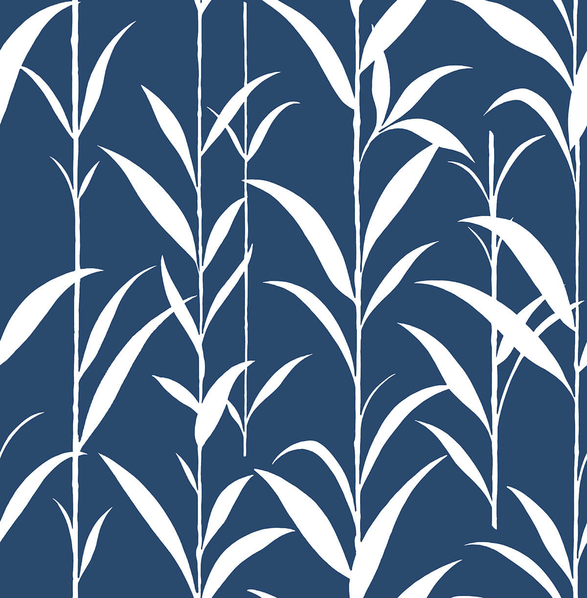 NextWall Bamboo Leaves Navy Blue Wallpaper NW36402