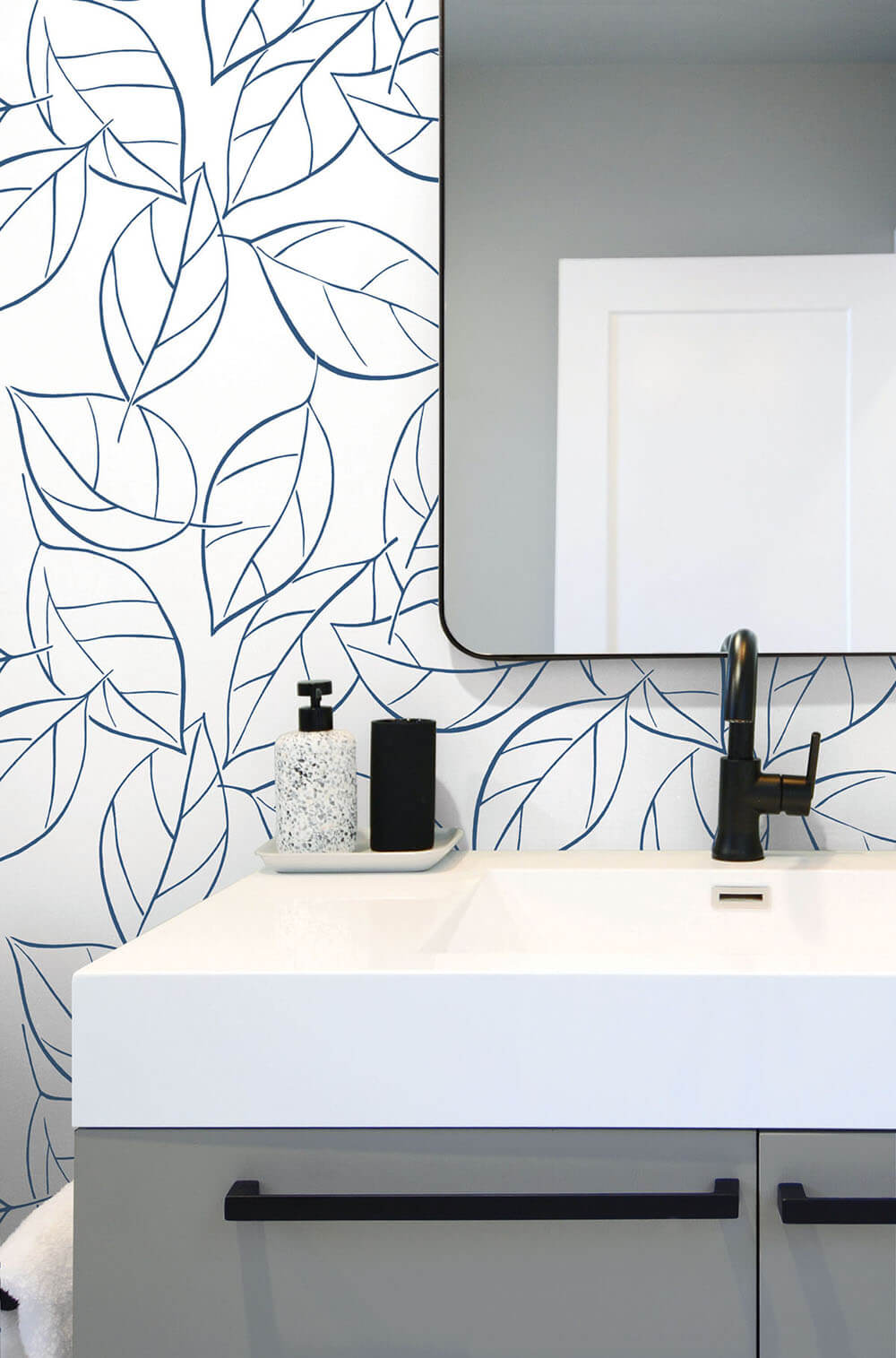 NextWall Tossed Leaves Navy Blue Wallpaper NW36502