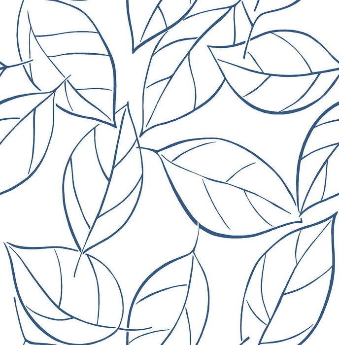 NextWall Tossed Leaves Navy Blue Wallpaper Sample NW36502