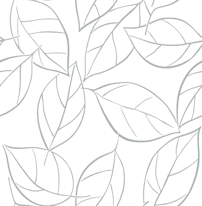 NextWall Tossed Leaves Daydream Gray Wallpaper Sample NW36508