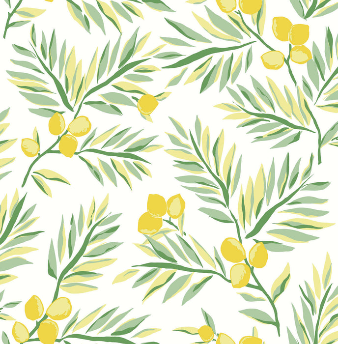 NextWall Lemon Branch Lemon & Sage Wallpaper Sample NW36703