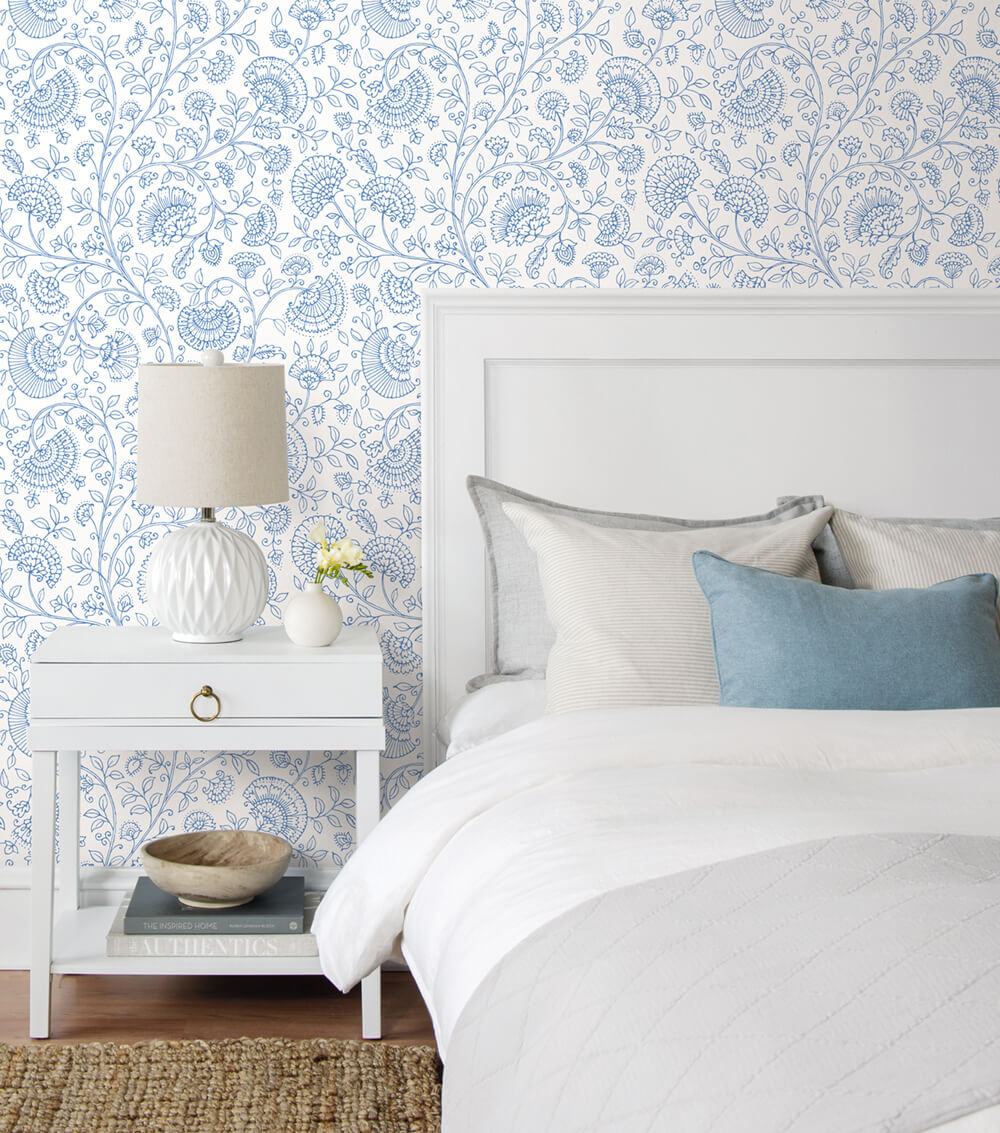 NextWall Paisley Trail Blue Bell Wallpaper NW36802