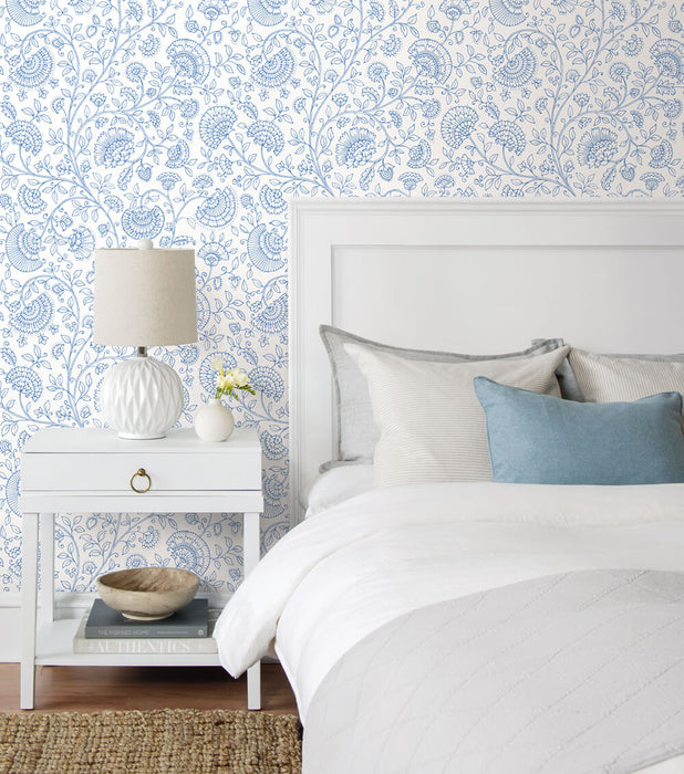 NextWall Paisley Trail Blue Bell Wallpaper NW36802