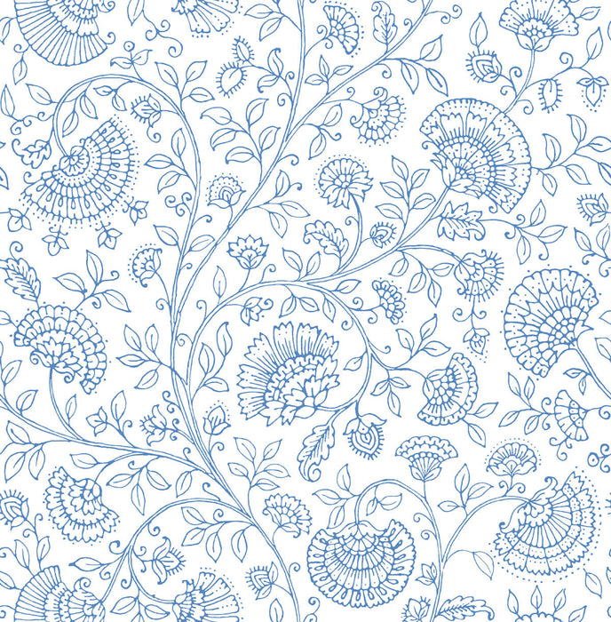 NextWall Paisley Trail Blue Bell Wallpaper Sample NW36802