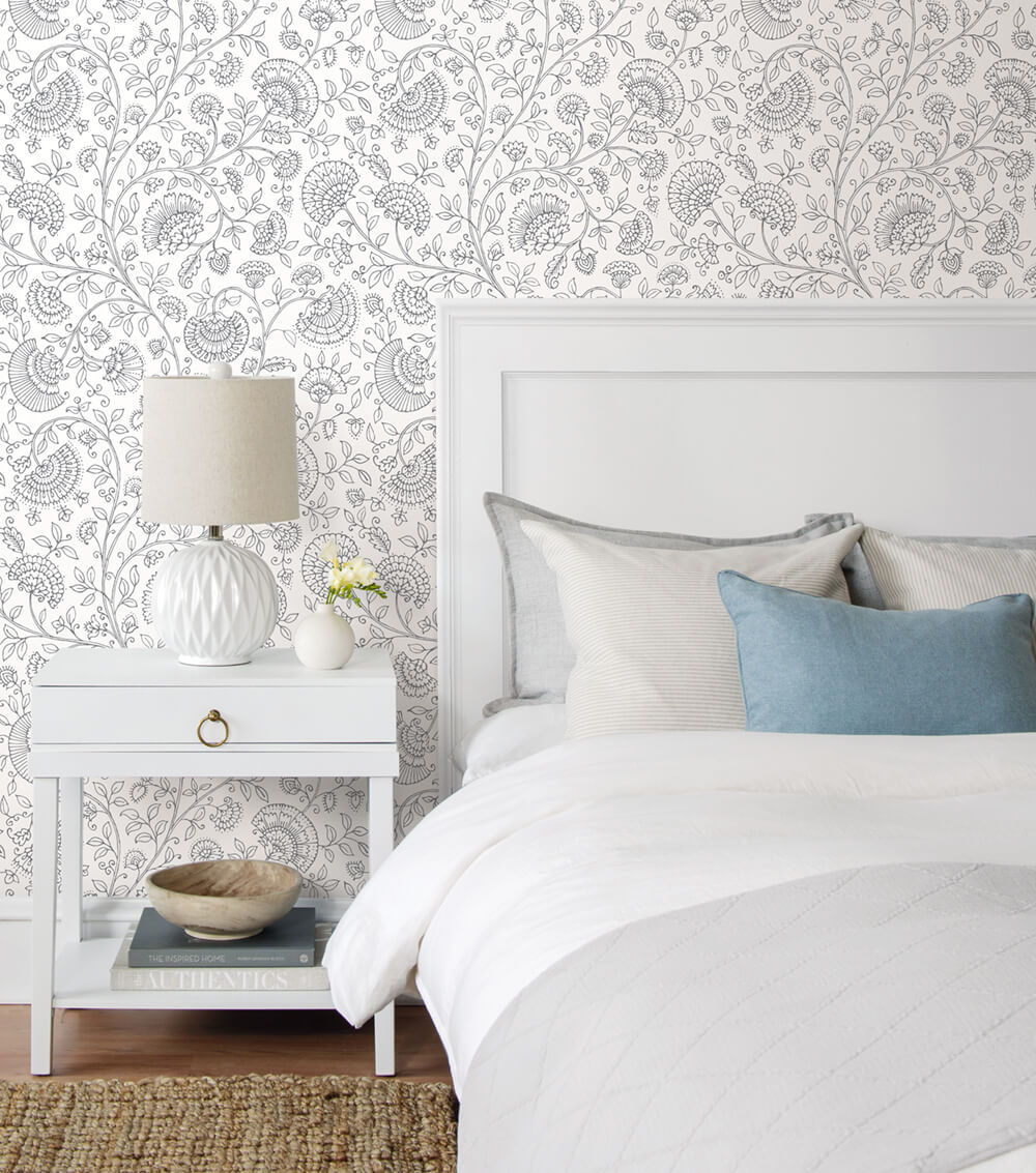 NextWall Paisley Trail Slate Gray Wallpaper NW36808