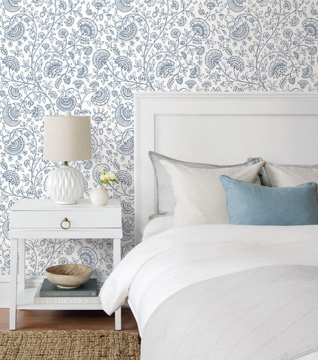 NextWall Paisley Trail Midnight Blue Wallpaper Sample NW36812