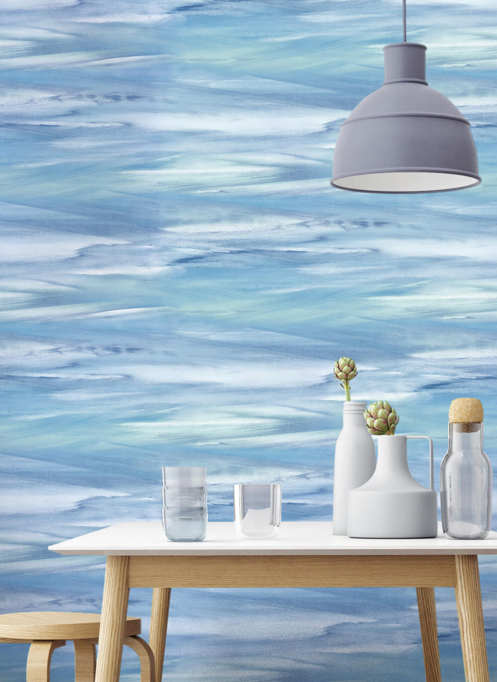 NextWall Sirius Brushstroke Lakeside & Mint Wallpaper NW36902