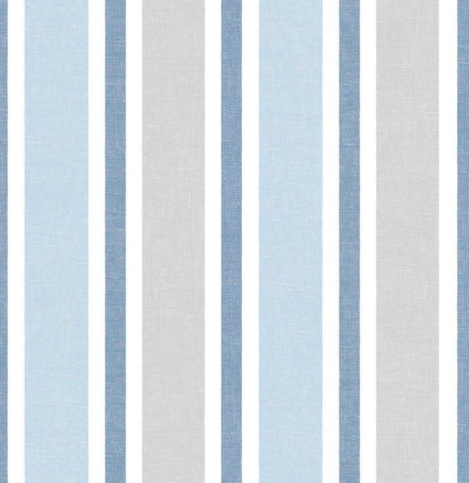 NextWall Linen Cut Stripe Bluebird & Carrara Wallpaper Sample NW37002