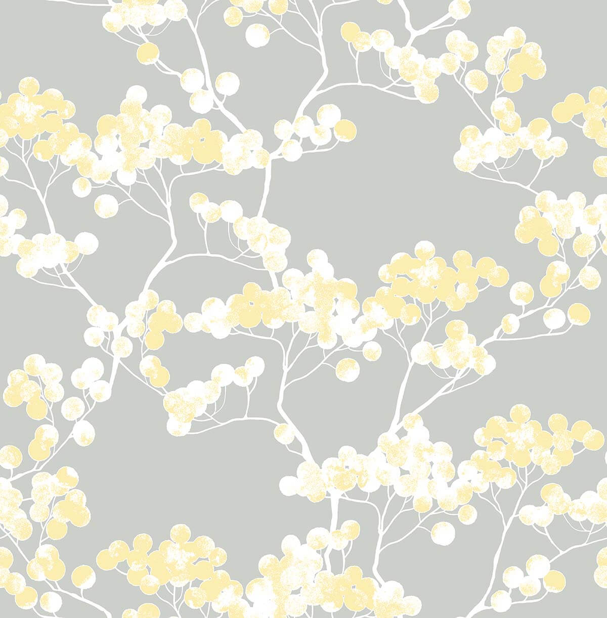 NextWall Cyprus Blossom Buttercup & Gray Wallpaper NW37203