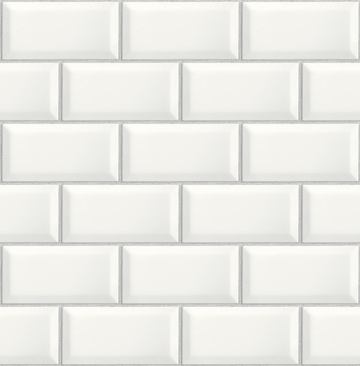 NextWall Large Subway Tile Alabaster & Grey Wallpaper NW37600