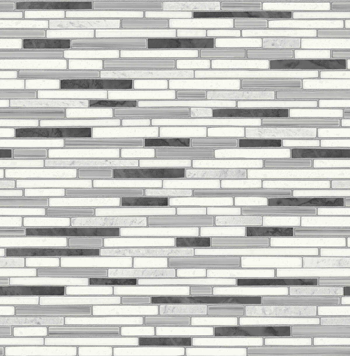 NextWall Faux Mosaic Strip Tile Wrought Iron & Gray Wallpaper NW38410