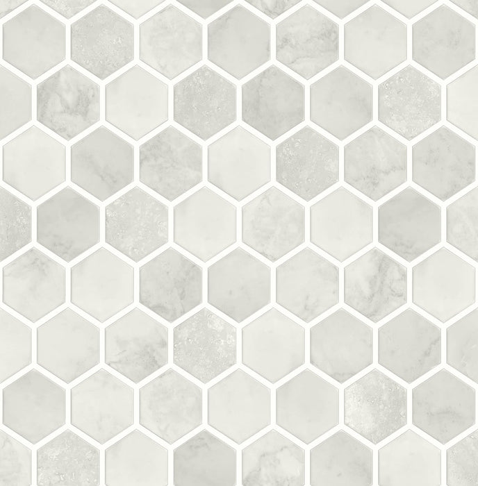 NextWall Inlay Hexagon Cream Neutral Wallpaper Sample NW38606