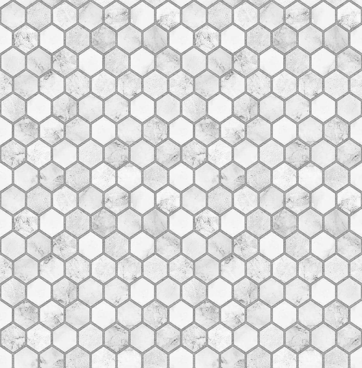 NextWall Marble Hexagon Carrara & Argos Grey Wallpaper NW38710