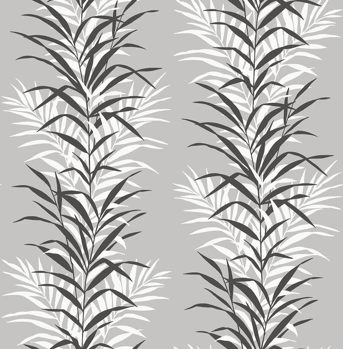 NextWall Leaf Stripe Monochrome Wallpaper Sample NW39100