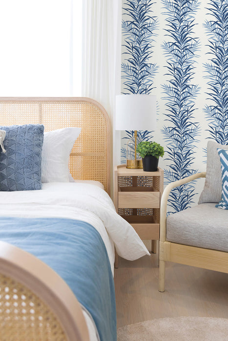 NextWall Leaf Stripe Carolina Blue Wallpaper NW39102