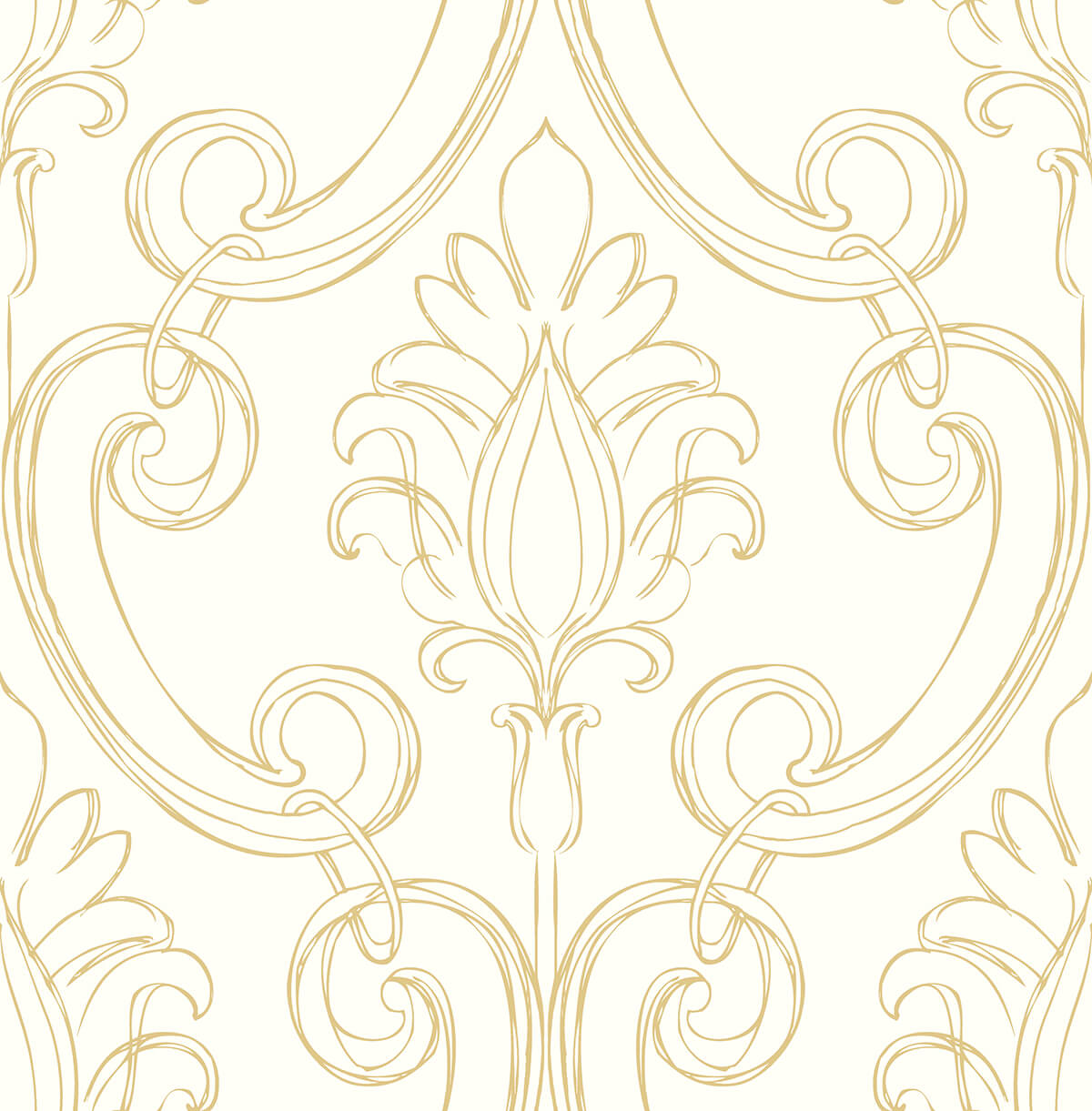 NextWall Sketched Damask Metallic Gold Wallpaper NW39405