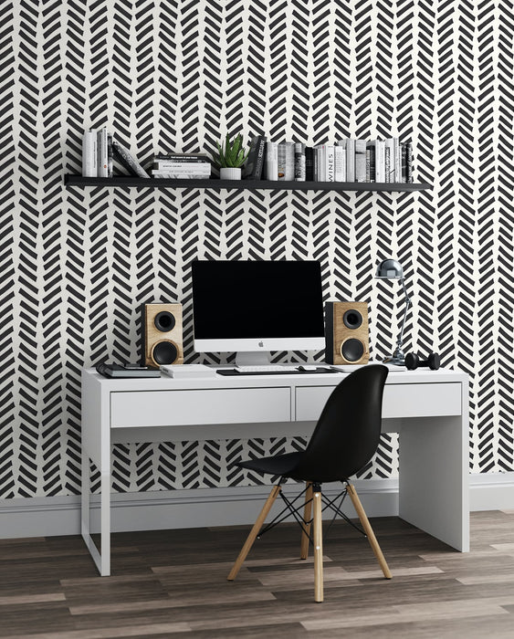 NextWall Mod Chevron Black Wallpaper Sample NW39700