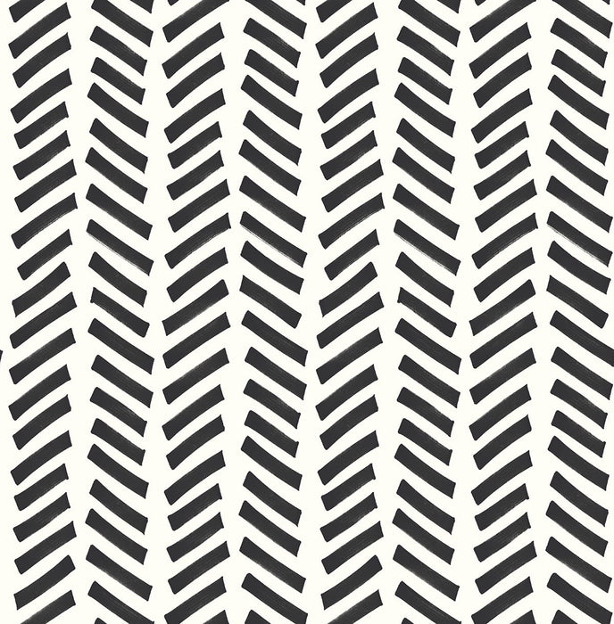 NextWall Mod Chevron Black Wallpaper Sample NW39700