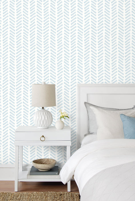 NextWall Mod Chevron Sky Blue Wallpaper Sample NW39712