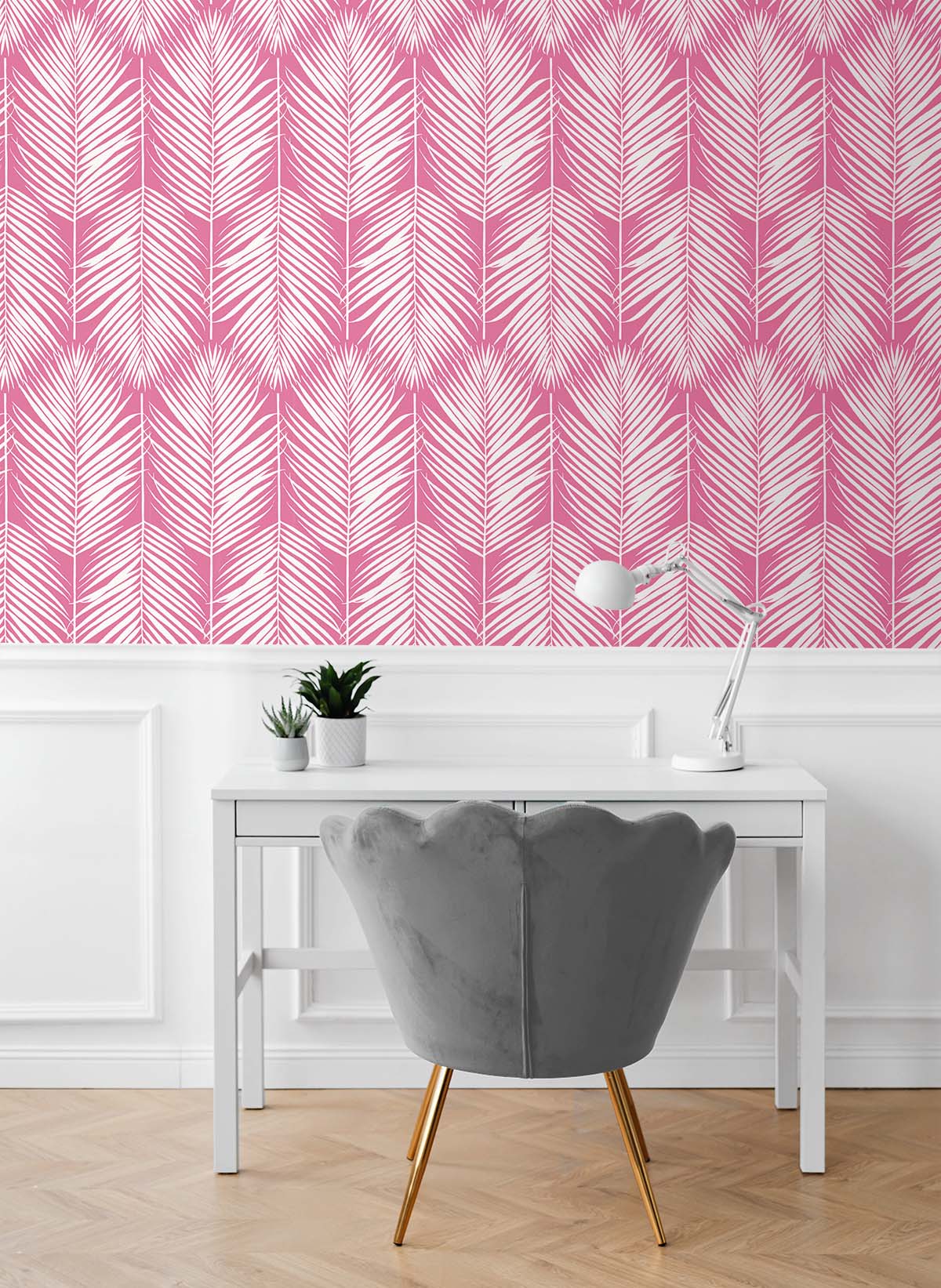 NextWall Palm Silhouette Pink Wallpaper NW39801