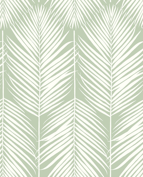 NextWall Palm Silhouette Pastel Green Wallpaper Sample NW39804