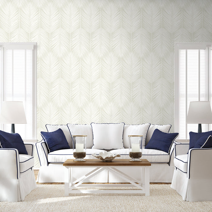 NextWall Palm Silhouette Sea Salt Wallpaper Sample NW39805