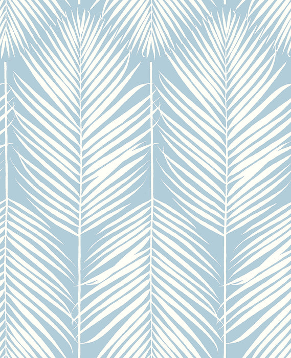 NextWall Palm Silhouette Hampton Blue Wallpaper NW39812