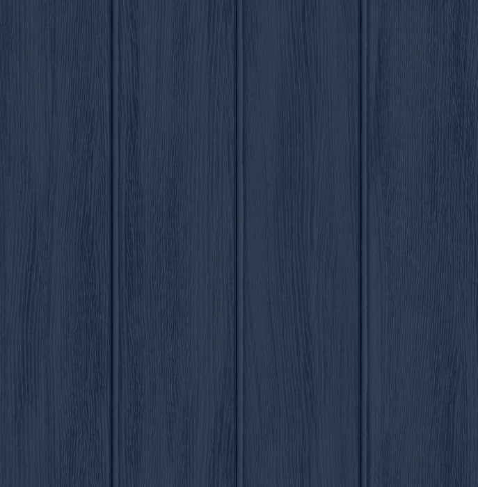 NextWall Wood Panel Naval Blue Wallpaper Sample NW39902