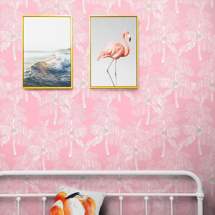 NextWall Palm Beach Flamingo Wallpaper Sample NW40001