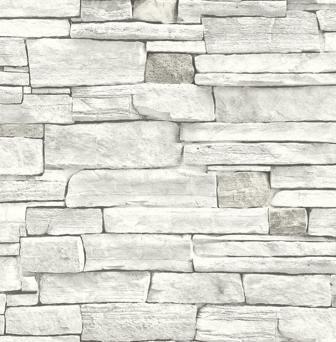 NextWall Stacked Stone Arctic Grey Wallpaper Sample NW40200