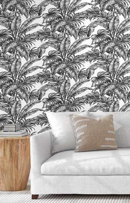 NextWall Palm Jungle Ebony & Pearl Wallpaper NW40400