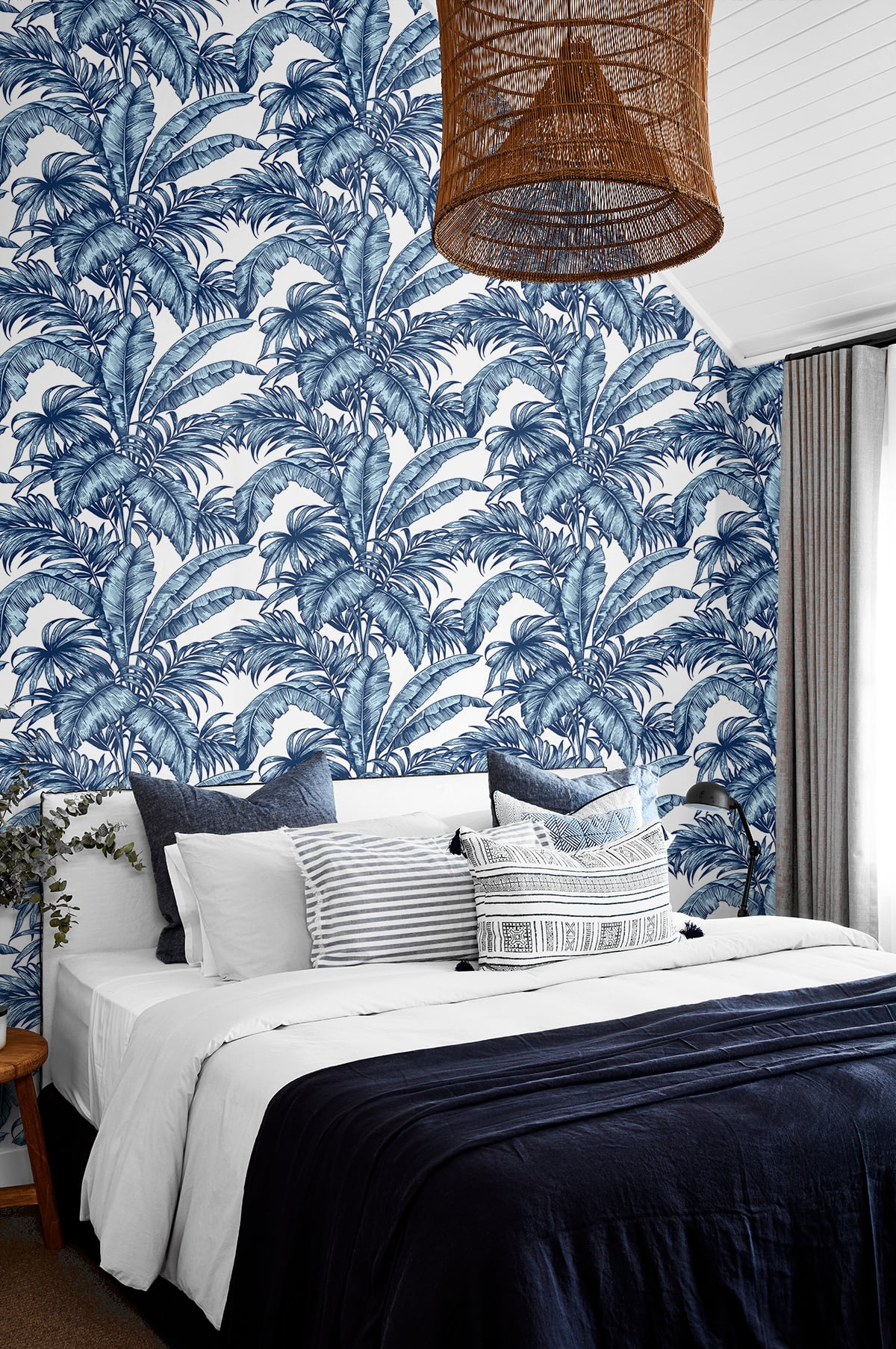 NextWall Palm Jungle Marine Blue Wallpaper NW40402