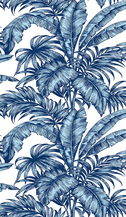 NextWall Palm Jungle Marine Blue Wallpaper Sample NW40402