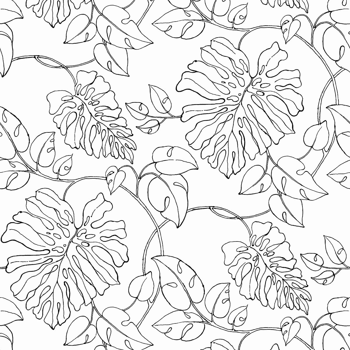 NextWall Tropical Linework Black & White Wallpaper NW40508