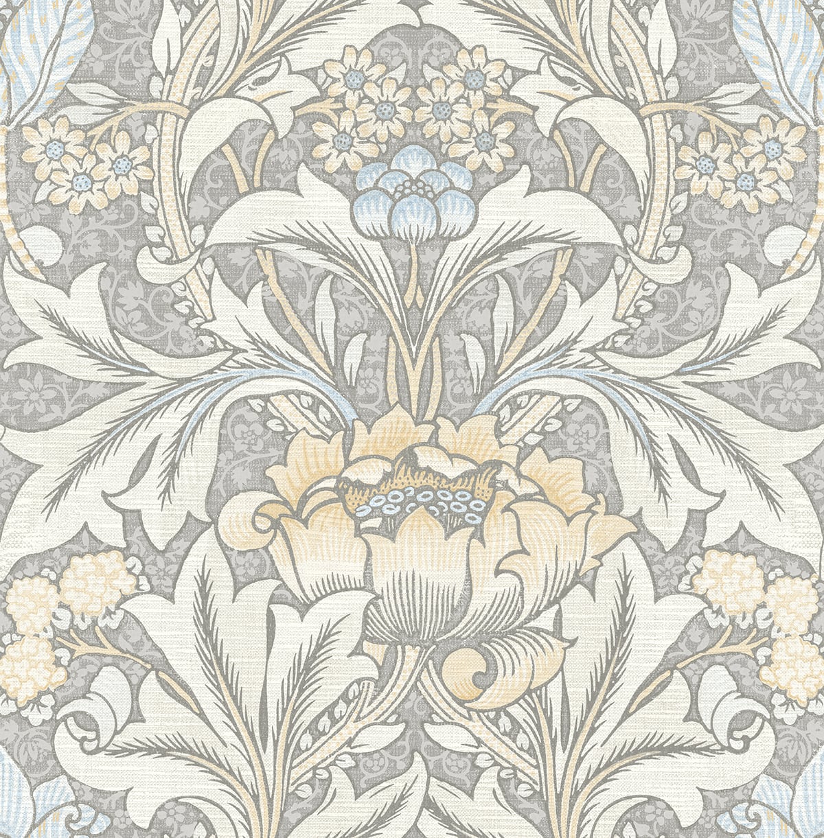 NextWall Acanthus Floral Daydream Grey & Pearl Blue Wallpaper NW41508