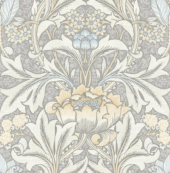 NextWall Acanthus Floral Daydream Grey & Pearl Blue Wallpaper Sample NW41508