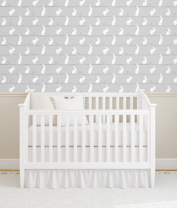 NextWall Bunny Trail Daydream Grey Wallpaper NW41708