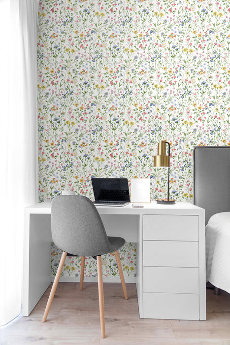 NextWall Wildflowers Multicolored Wallpaper Sample NW41901