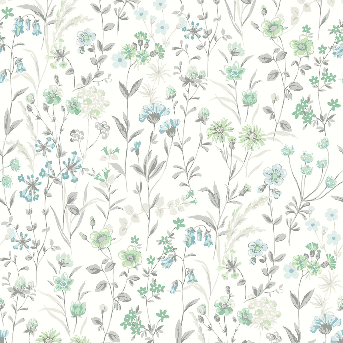 NextWall Wildflowers Dew Drop & Spring Green Wallpaper NW41924