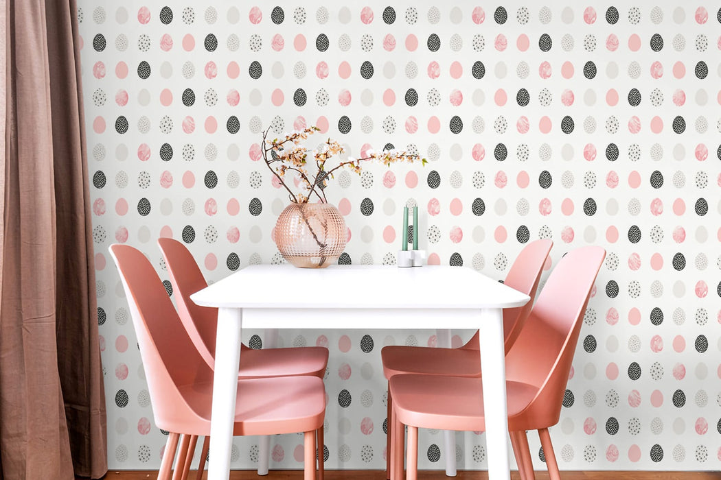 NextWall Mod Eggs Pink & Black Wallpaper NW42001