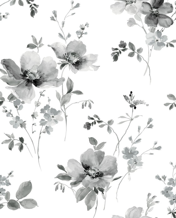 NextWall Watercolor Windflower Inkwell & Heather Wallpaper Sample NW42200