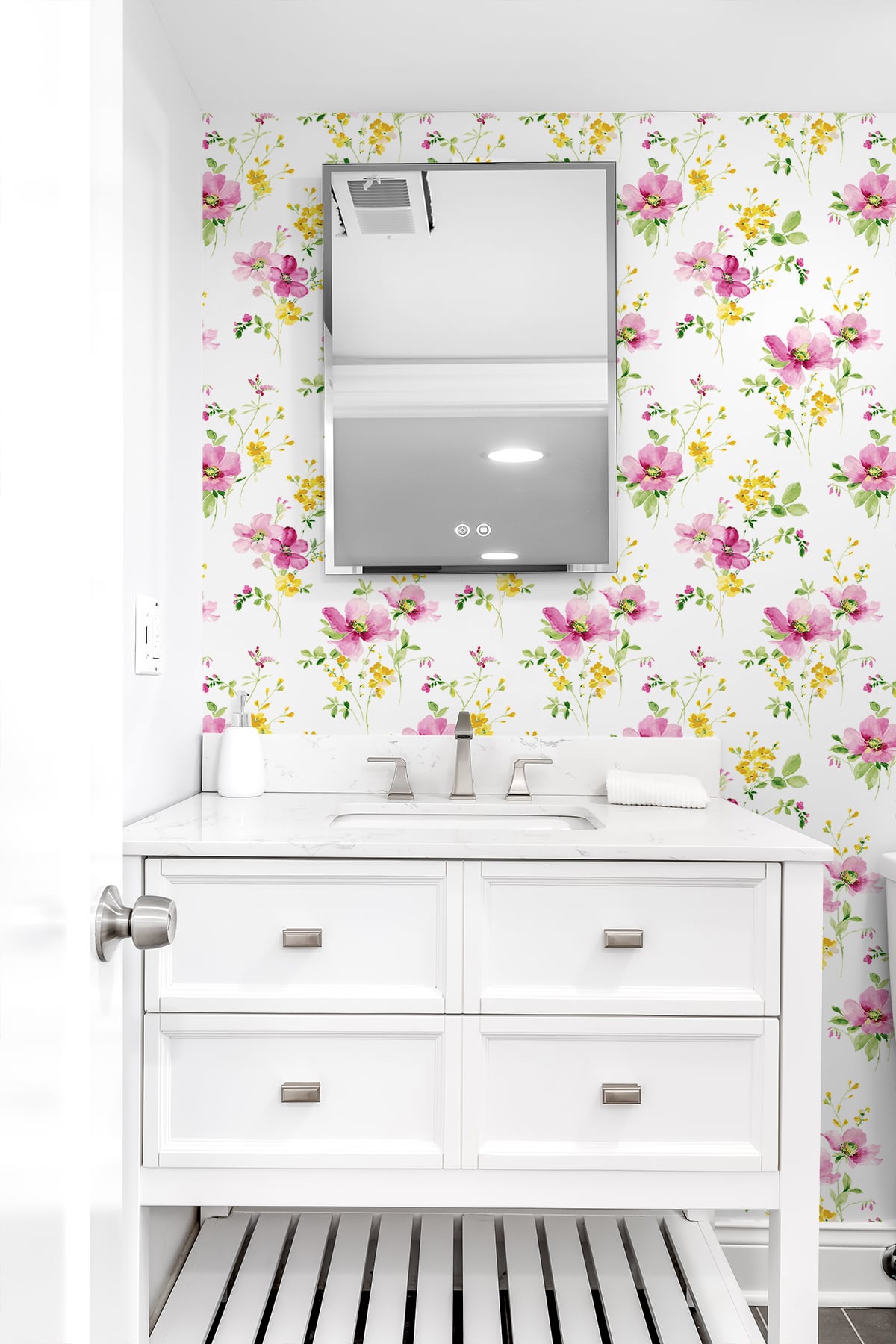 NextWall Watercolor Windflower Cerise Pink & Marigold Wallpaper NW42201