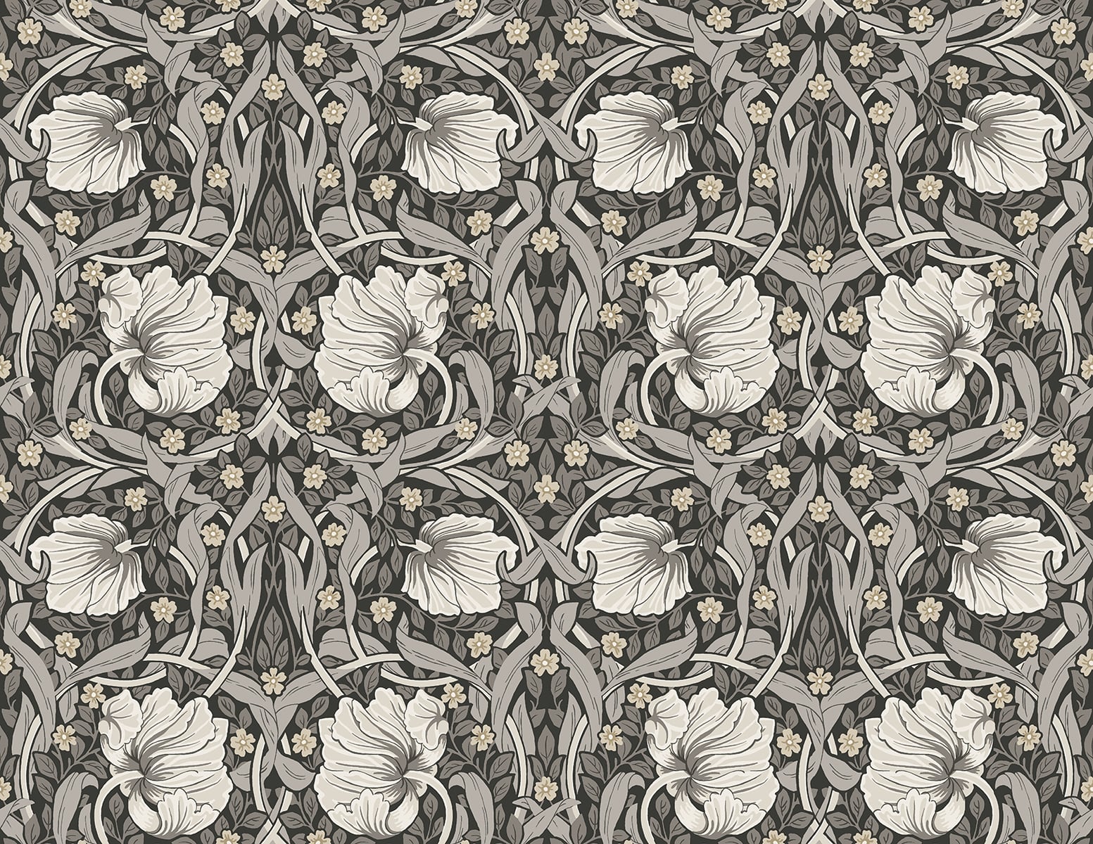 NextWall Pimpernel Floral Charcoal & Pearl Grey Wallpaper NW42400