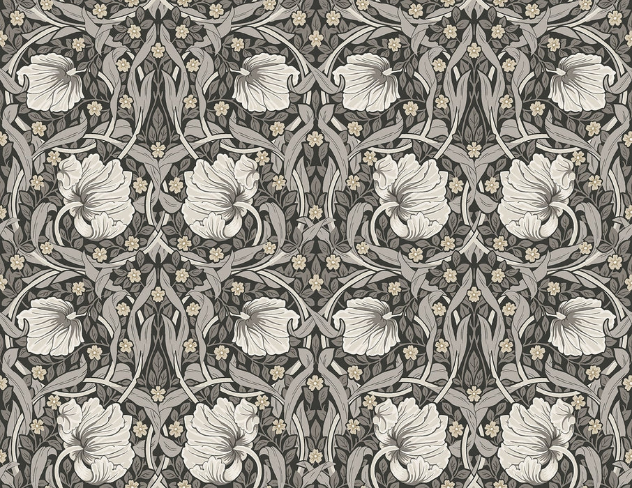 NextWall Pimpernel Floral Charcoal & Pearl Grey Wallpaper Sample NW42400