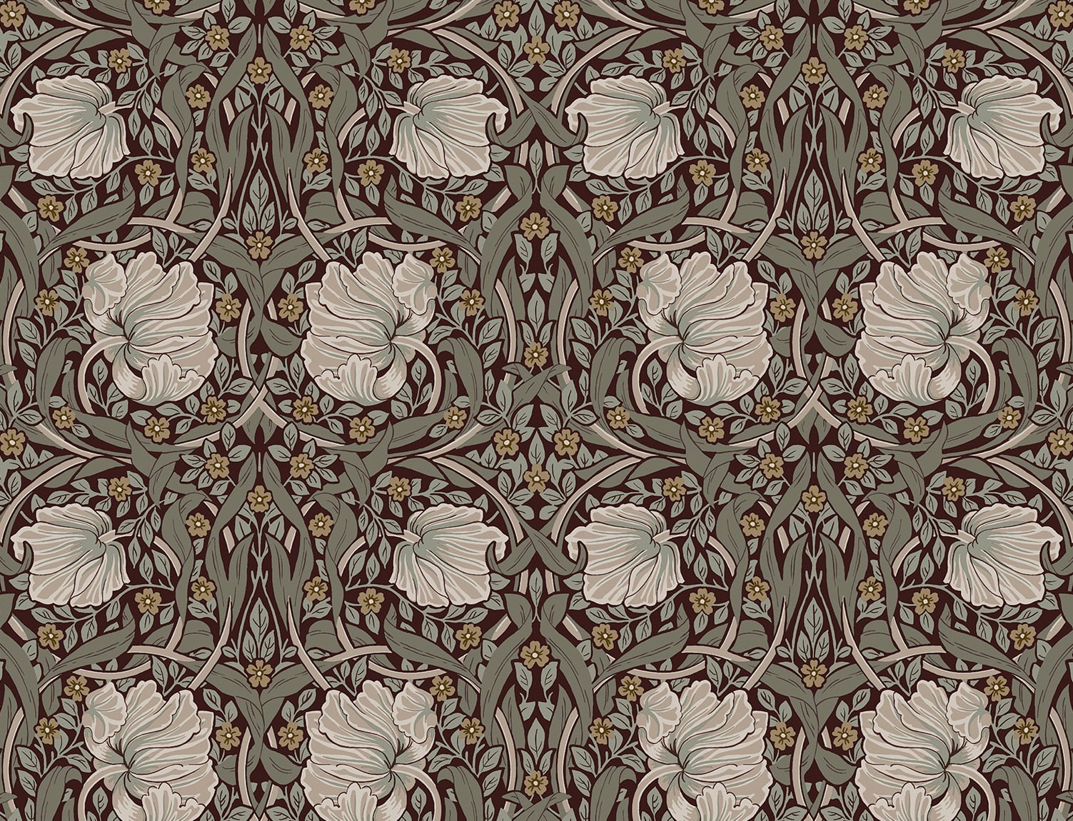 NextWall Pimpernel Floral Auburn & Eucalyptus Wallpaper NW42401