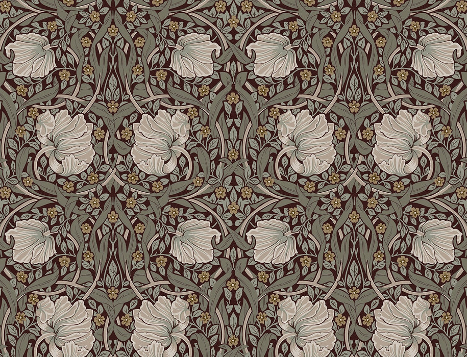 NextWall Pimpernel Floral Auburn & Eucalyptus Wallpaper Sample NW42401