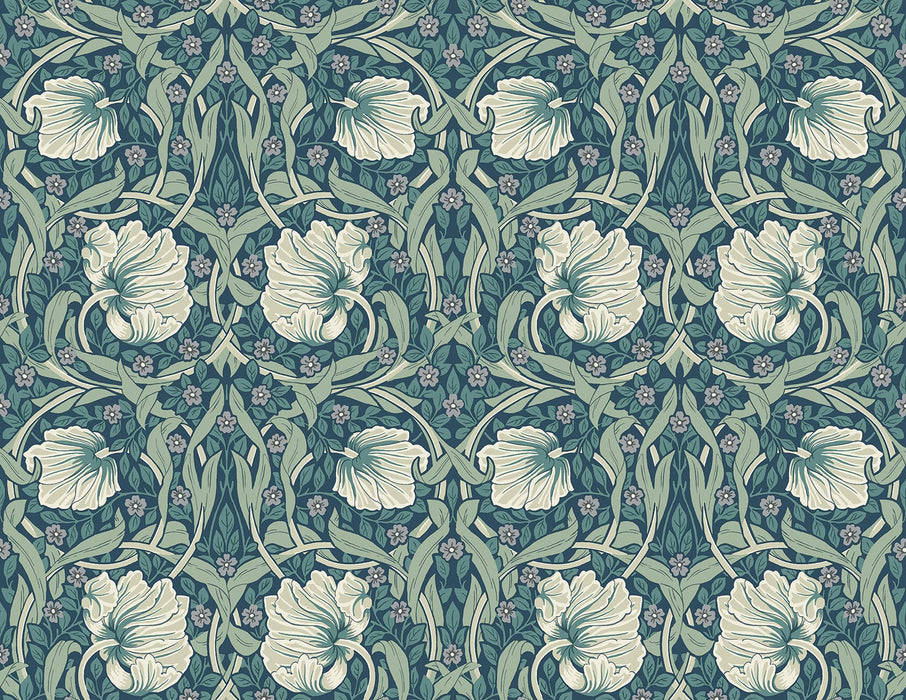 NextWall Pimpernel Floral Teal & Sandstone Wallpaper Sample NW42404