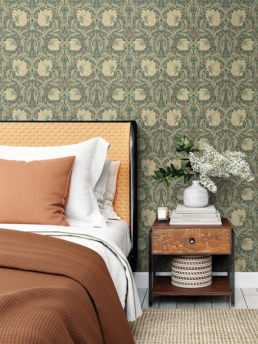 NextWall Pimpernel Floral Gardenia & Sage Wallpaper Sample NW42406